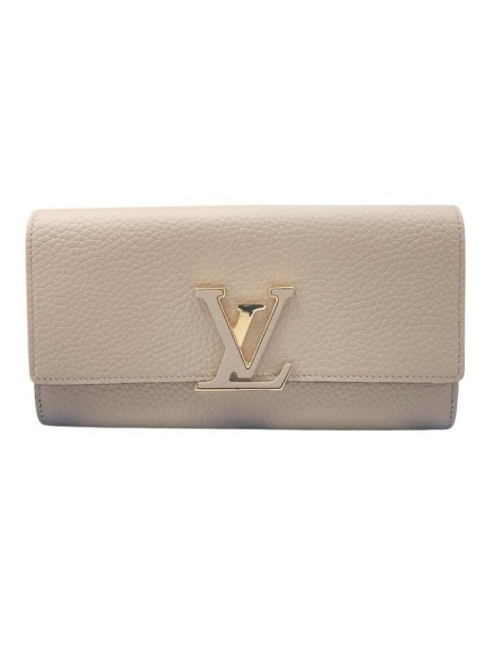 Louis Vuitton Wallet Portefeuille Capucines Galet Taurillon Leather Bifold Gold